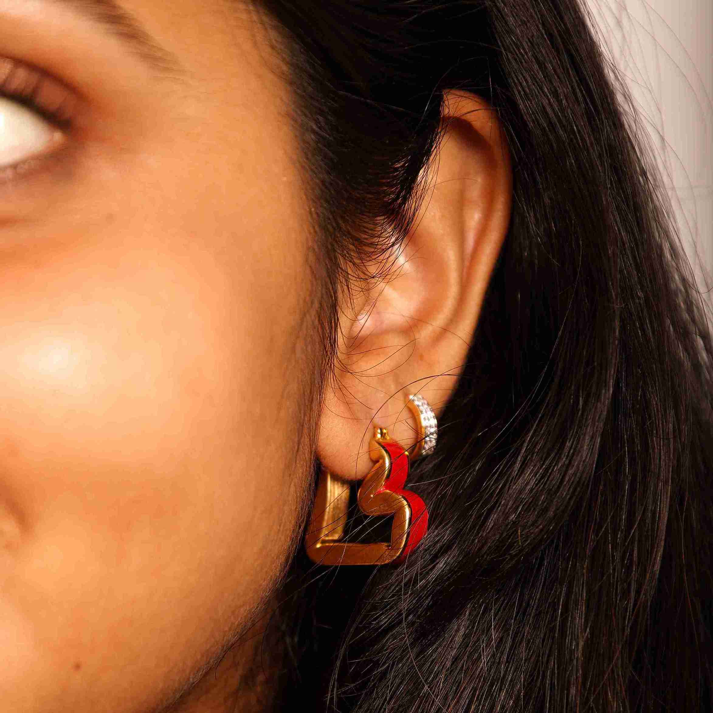 Crimson Enamel Hoops