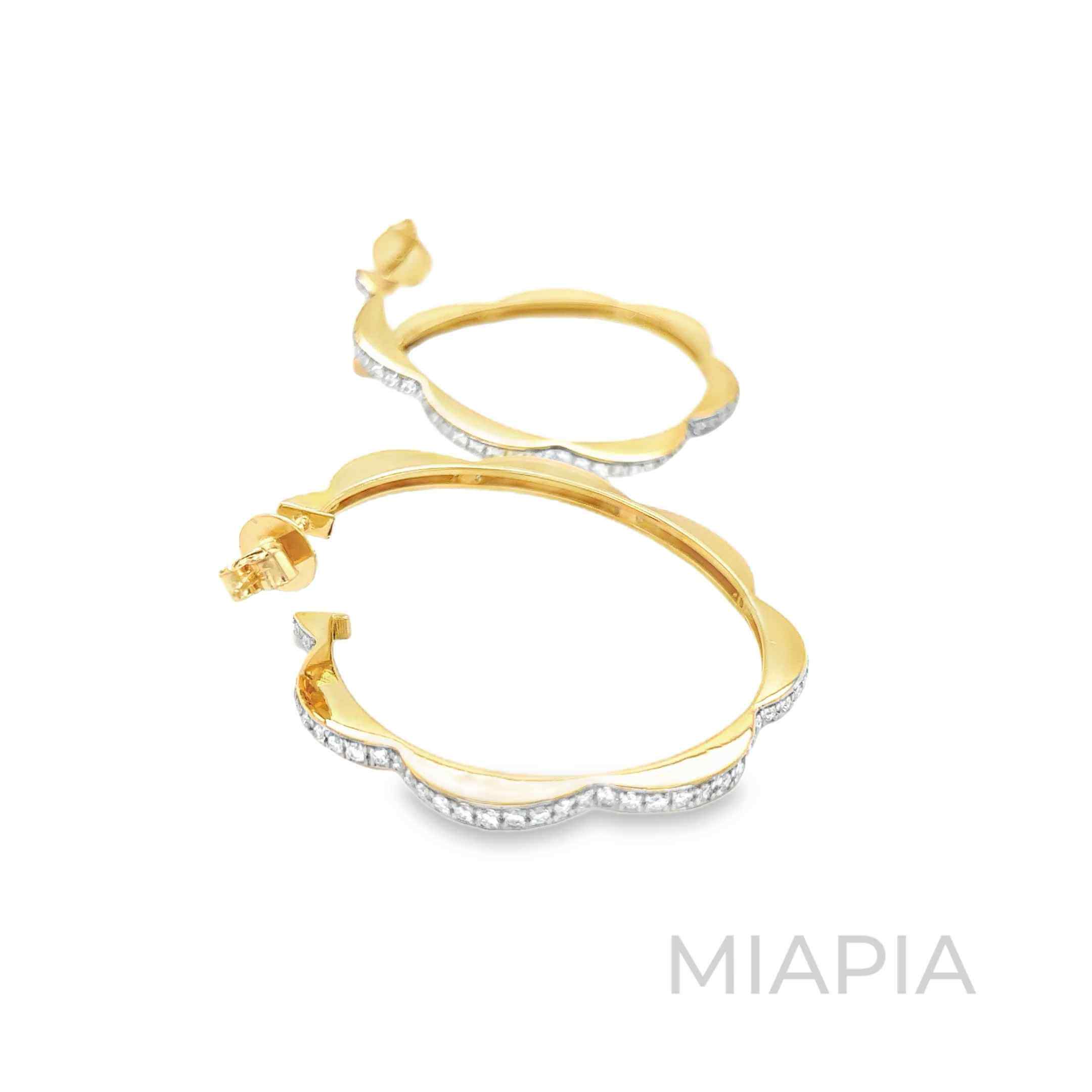 Wave Double-Sided Pave Hoops in Vermeil Gold