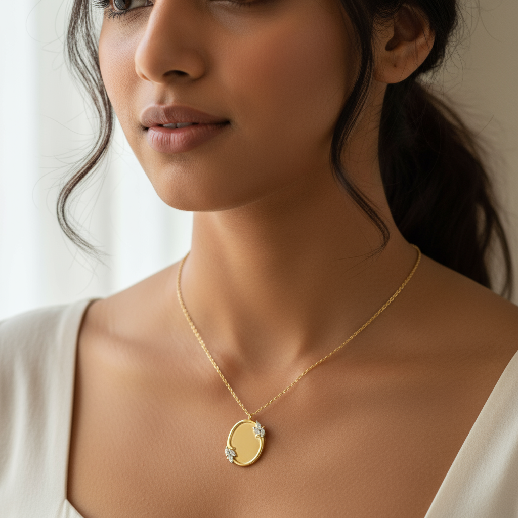 Blossom Oval Pendant- Engraveable