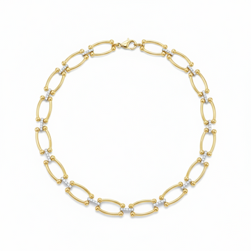 Luxe Link Pave Chain Necklace in Vermeil Gold