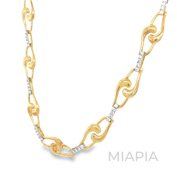 Twisted Pave Link Necklace in Vermeil Gold