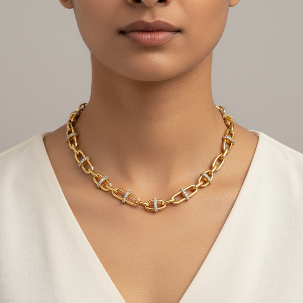 Gilded Link Statement Necklace