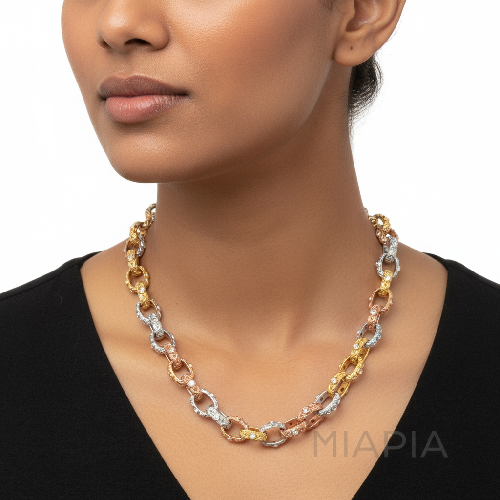 Tricolor Radiance Link Necklace