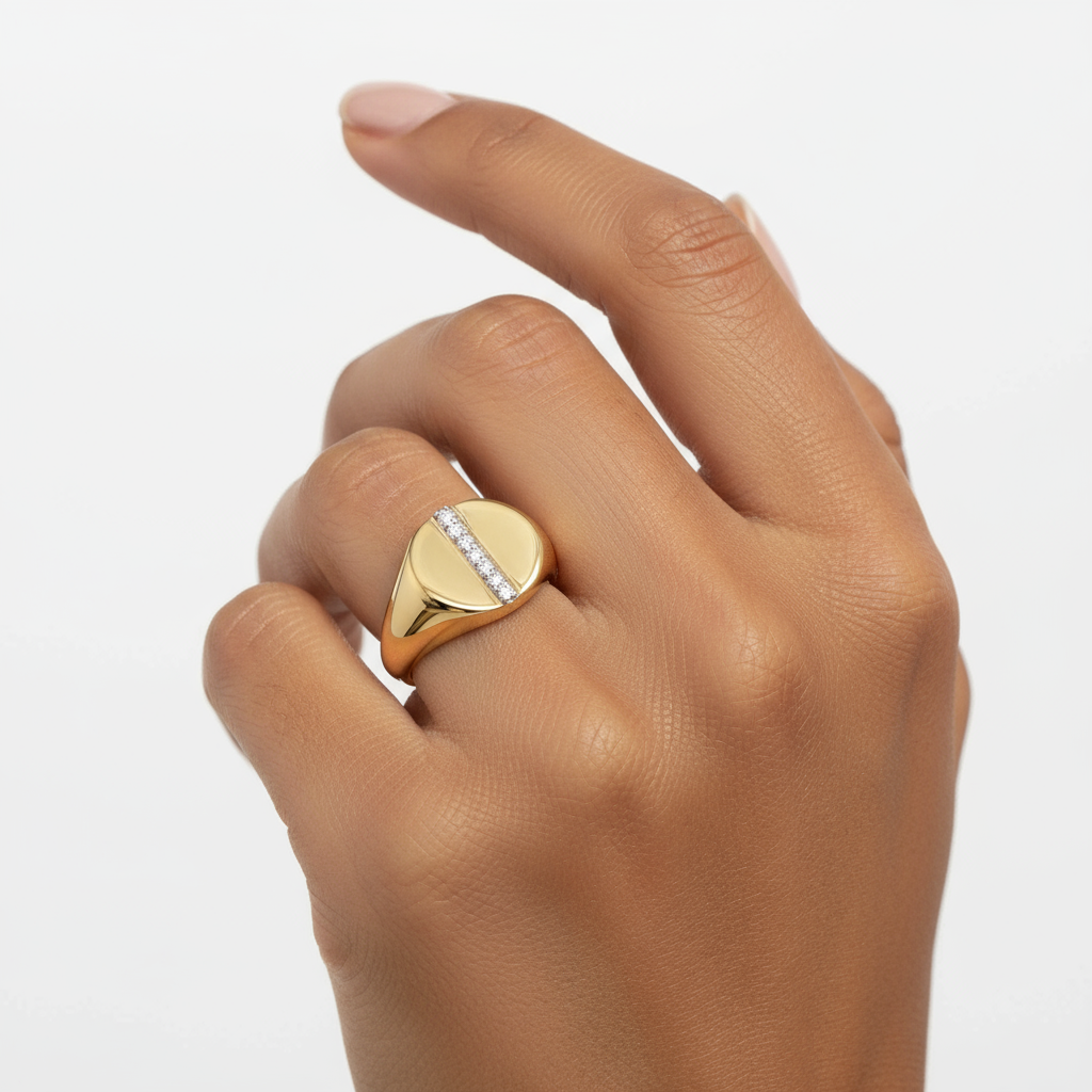 Golden Strip Signet Ring