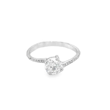 1 Carat Round Moissanite Solitaire Ring
