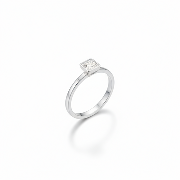 3/4 Carat Princess Cut Bezel Set Ring