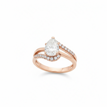 1 Carat Pear-Cut Rose Gold Ring
