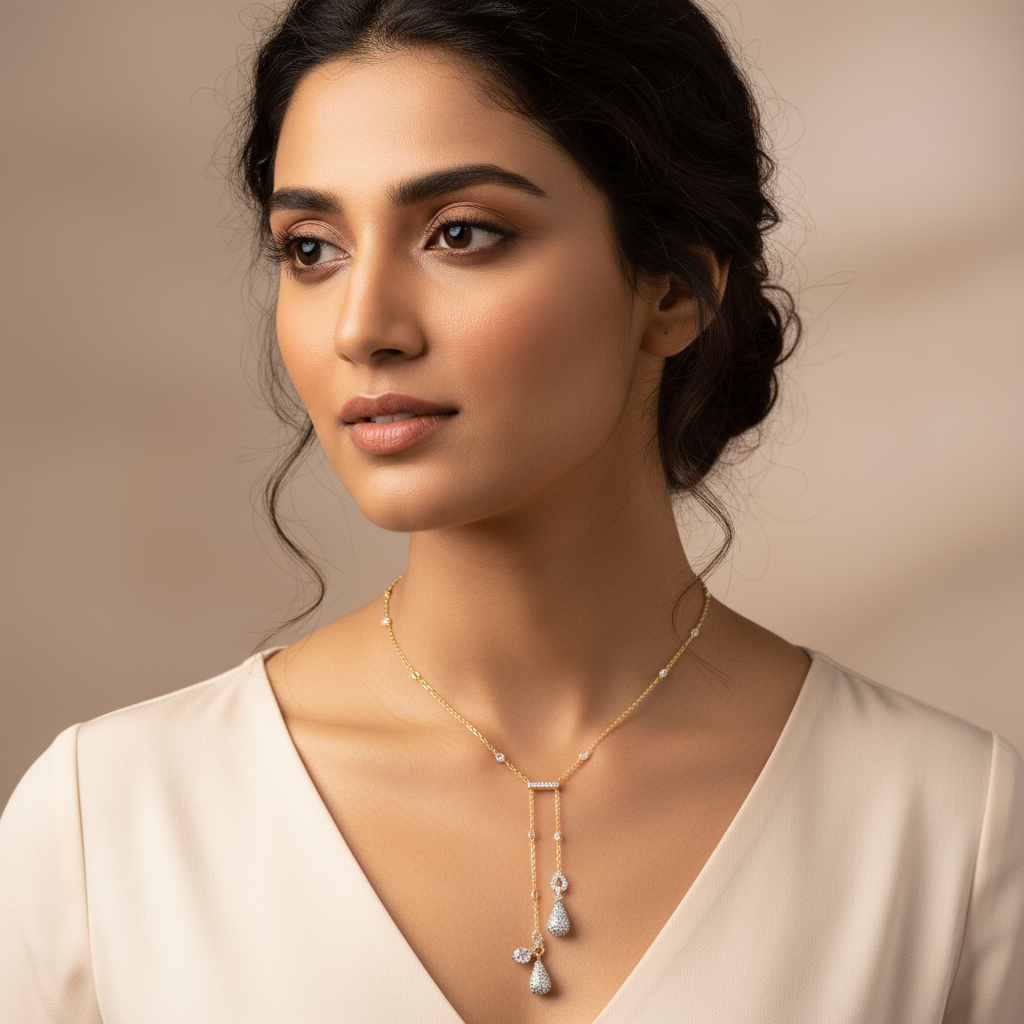 Lustre Drop Lariat Necklace