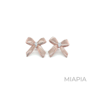 Ribbon Charm Stud Earrings