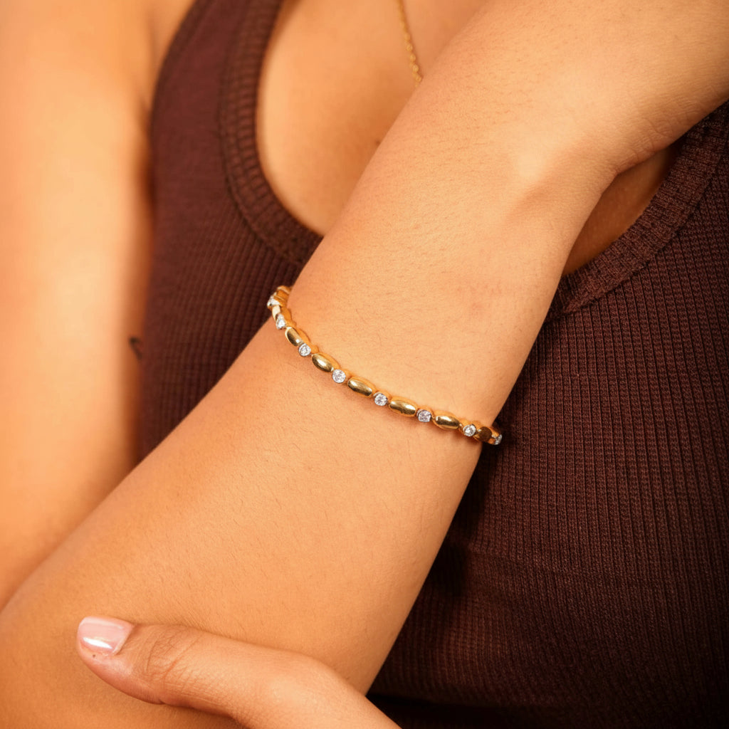 Golden Bead and Spark Bracelet