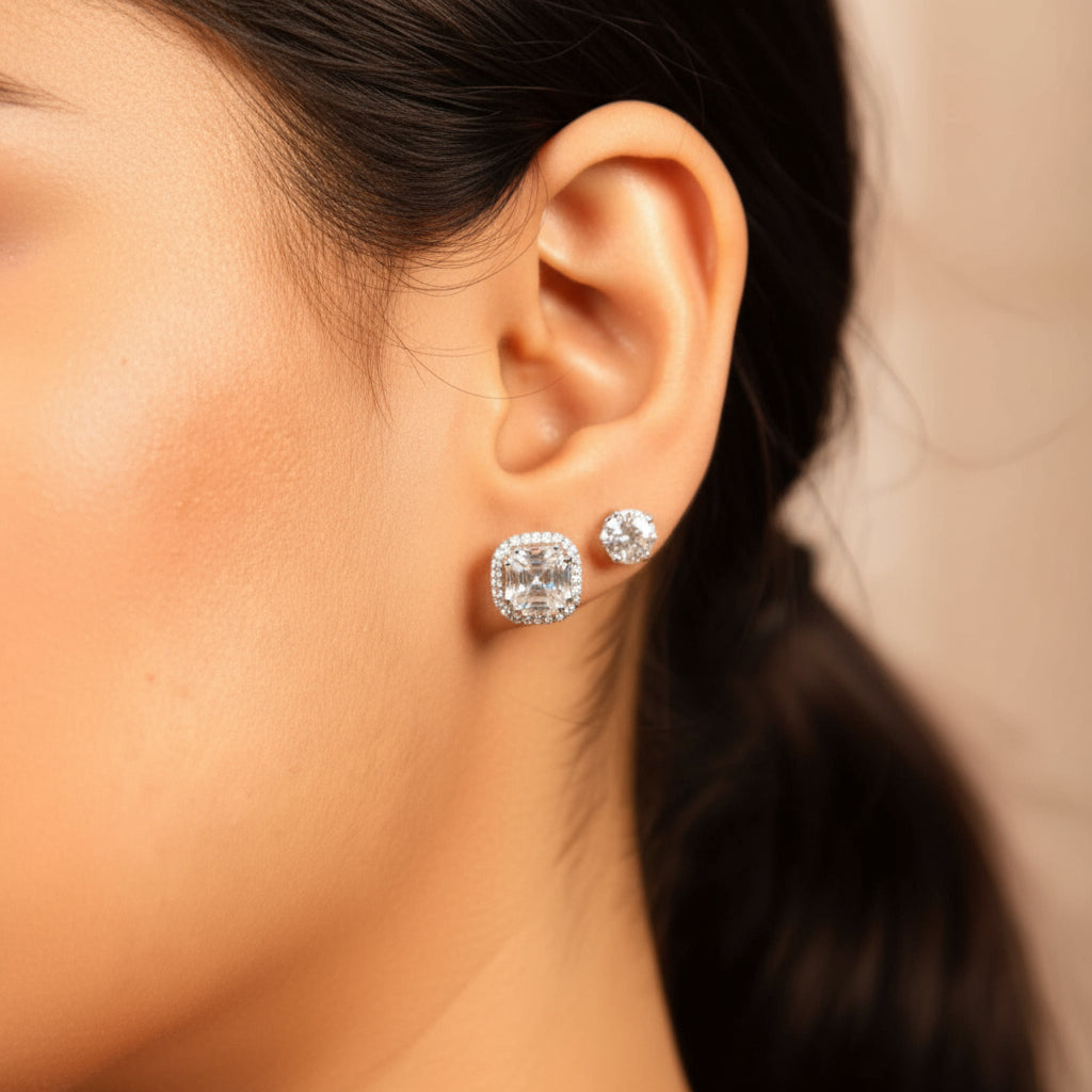 1-Carat Round Moissanite Stud