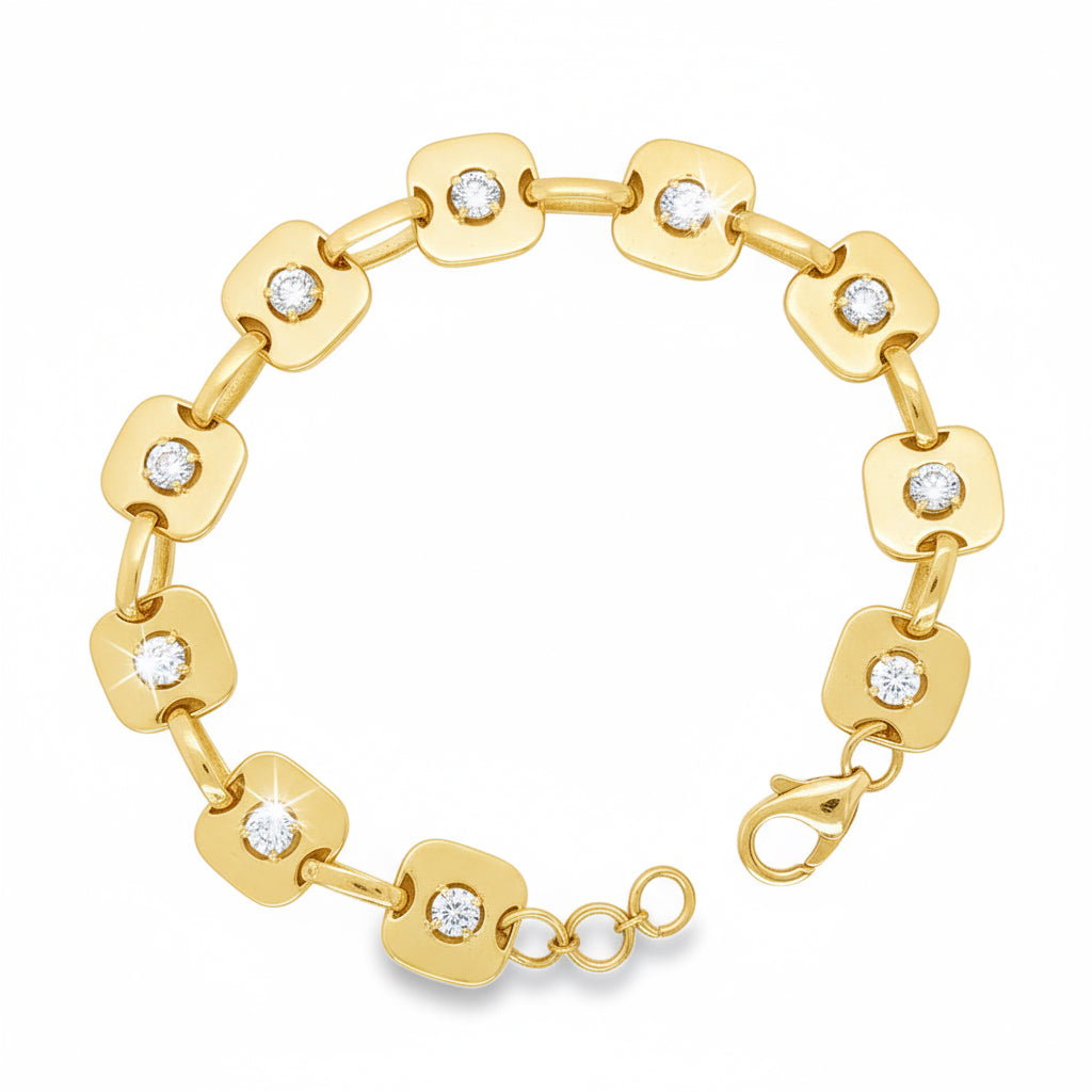 Gilded Square Moissanite Bracelet