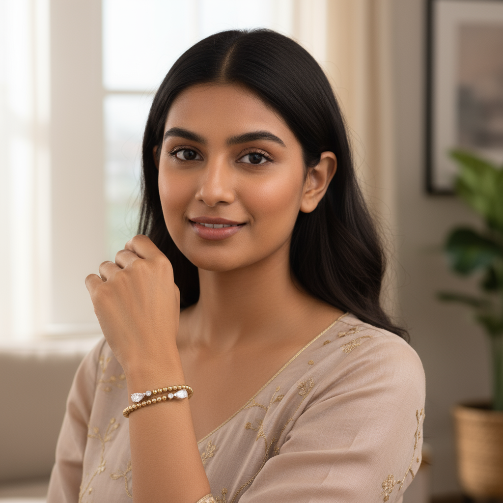 Snap & Swirl Pear Solitaire Bracelet