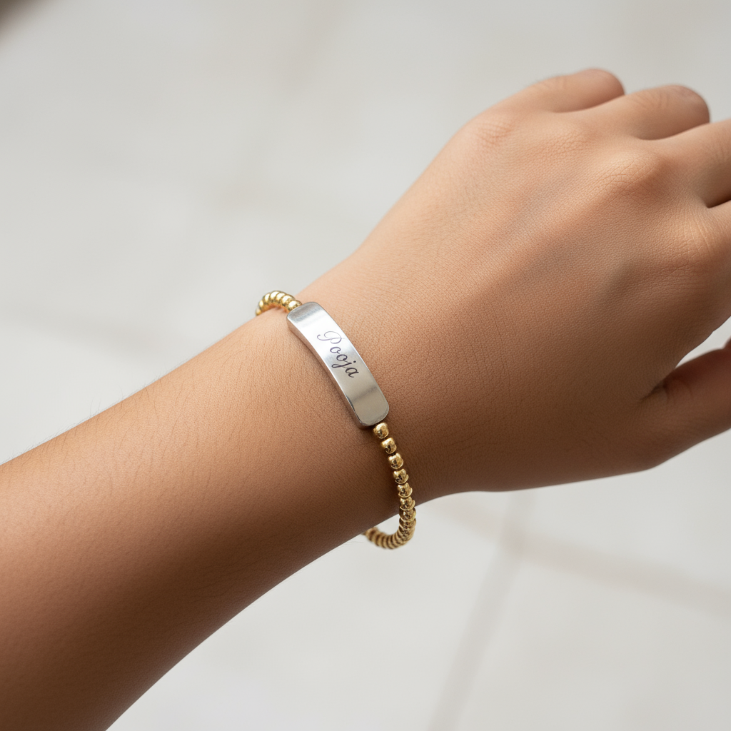 Snap & Swirl Engravable Plaque Bracelet