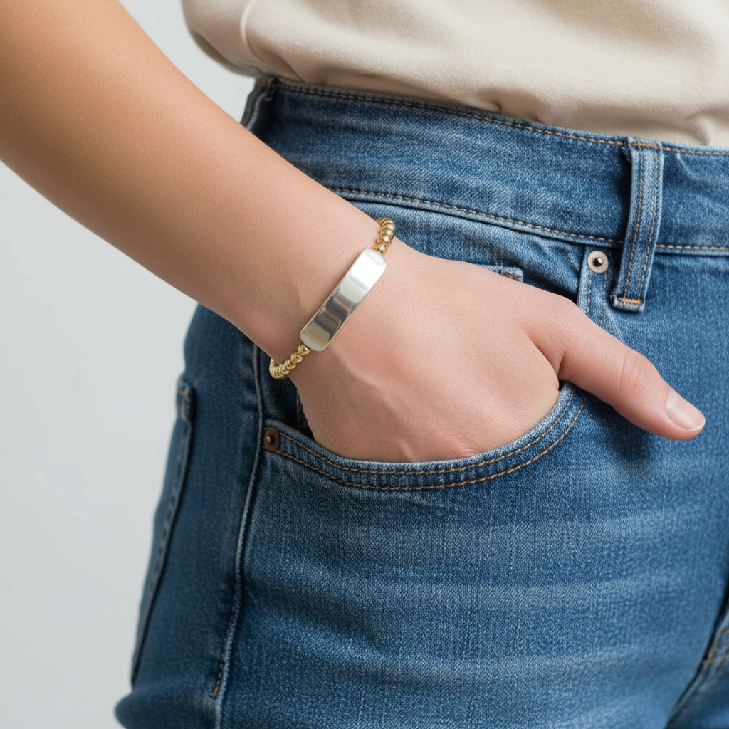 Snap & Swirl Engravable Plaque Bracelet