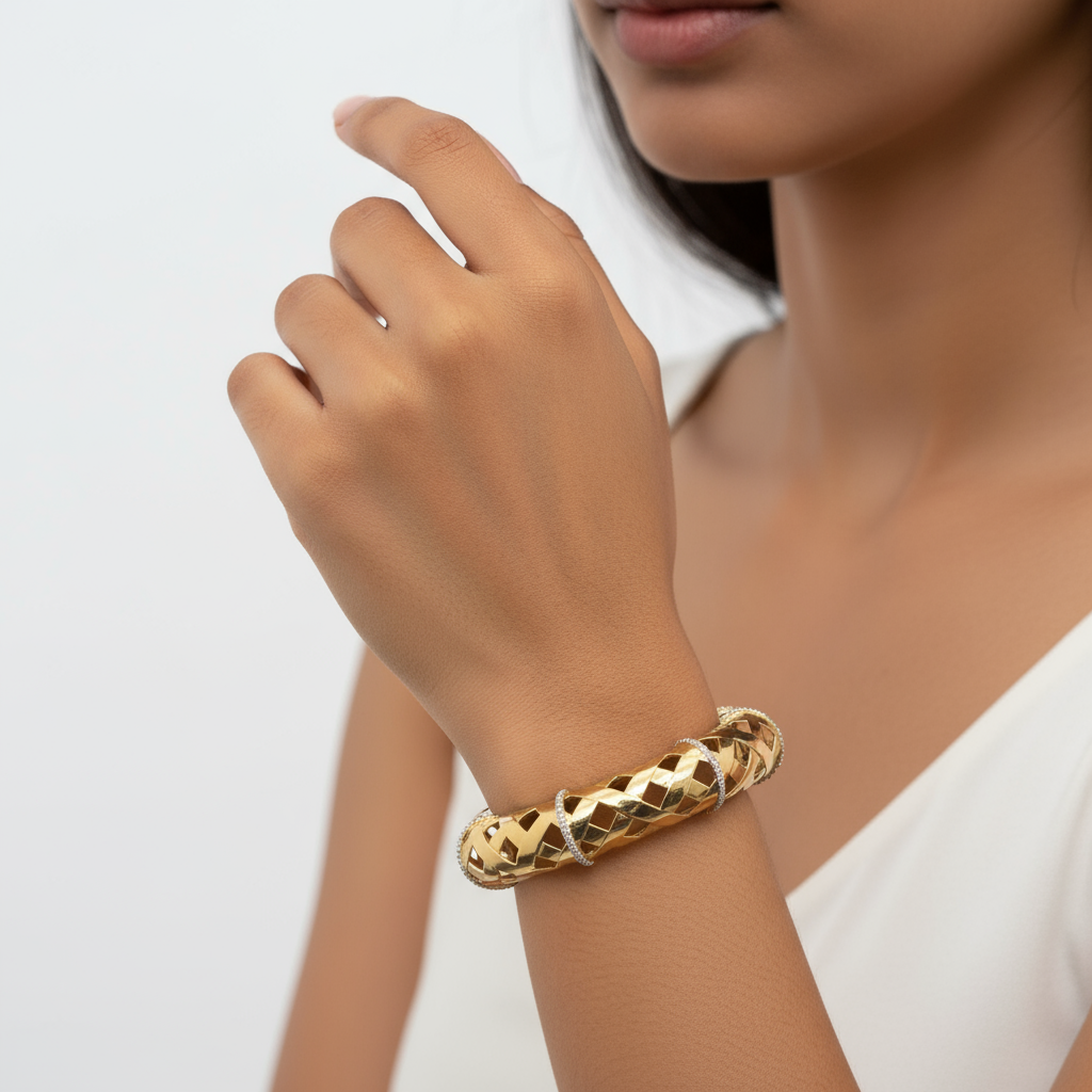 Lattice Gold Cuff Bracelet