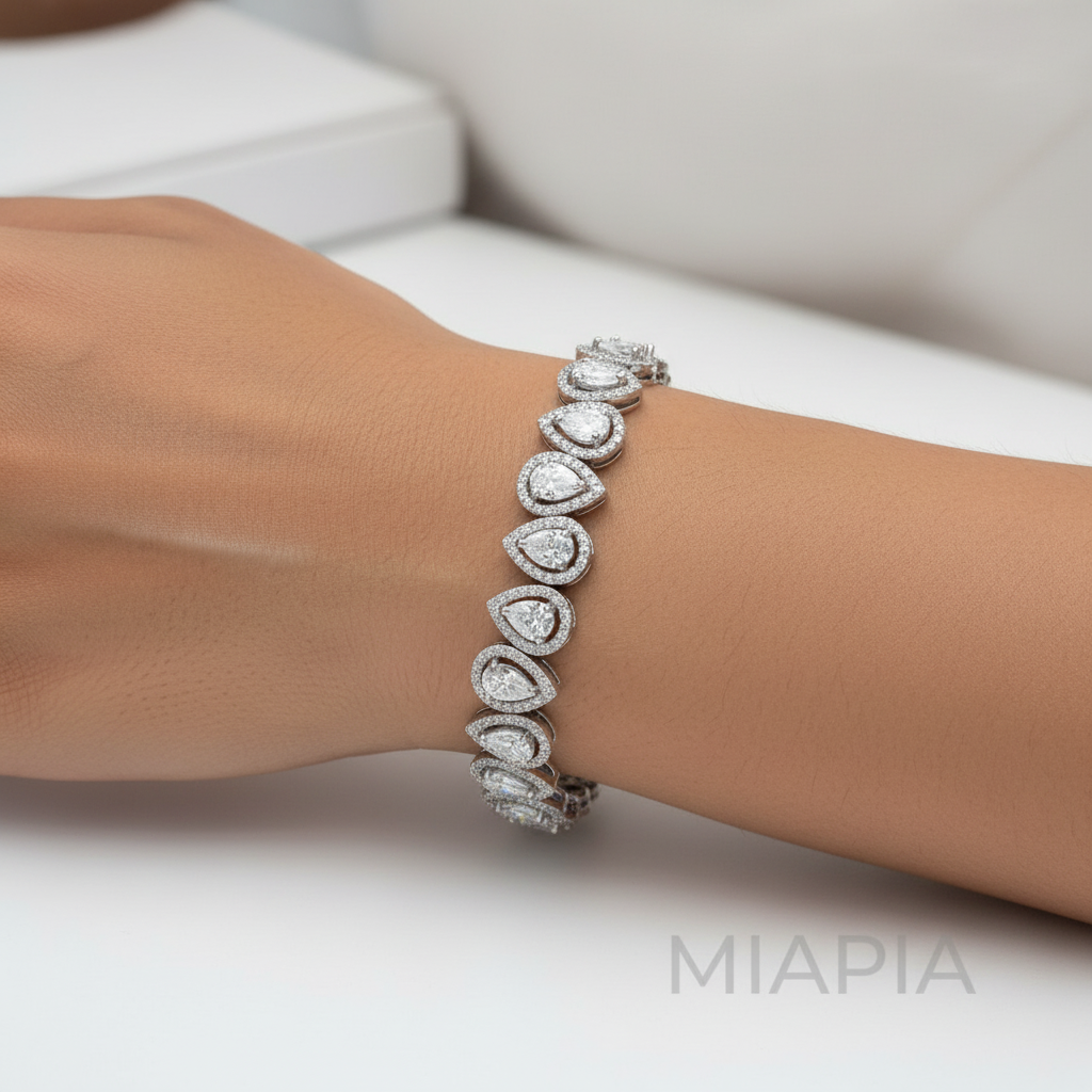 Lustre Pearl Halo Tennis Bracelet