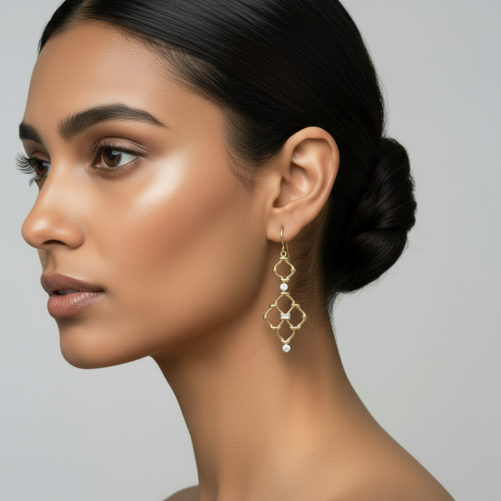 Regal Lattice Drop Earrings