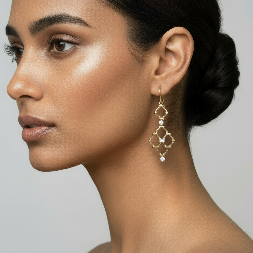 Regal Lattice Drop Earrings