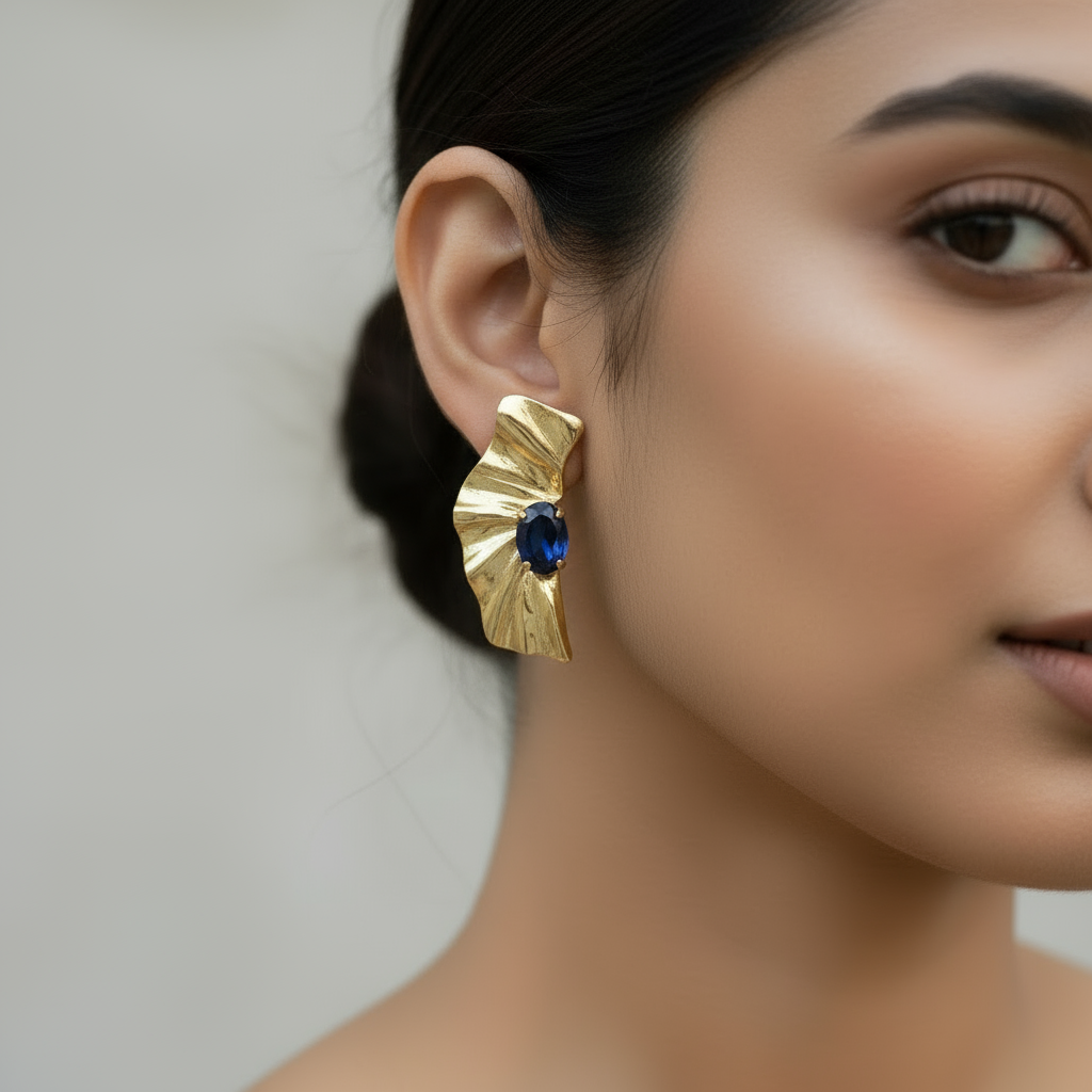 Midnight Ripple Statement Earrings