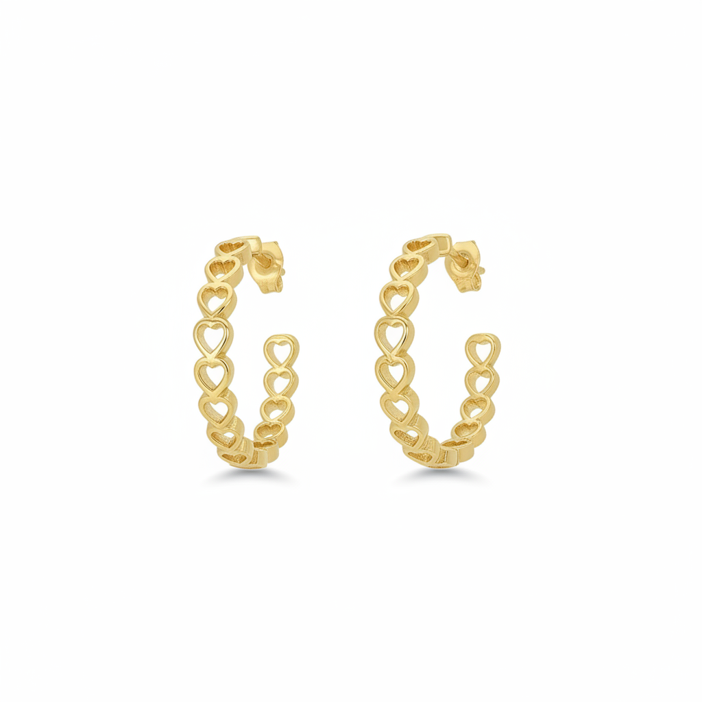 Golden Heart Arc Hoops