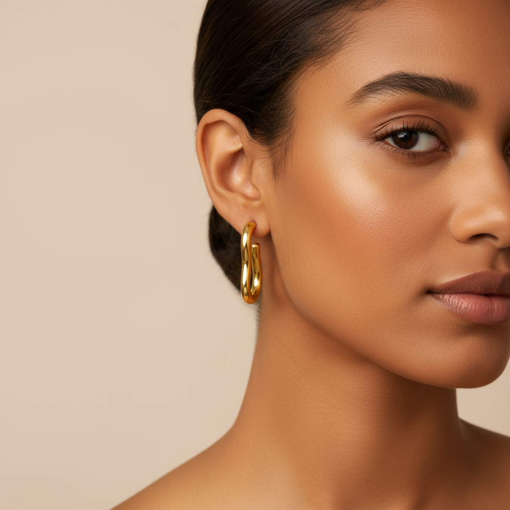 Golden Serpentine Hoops