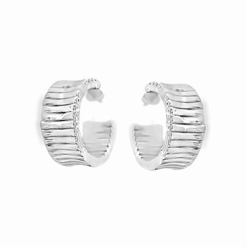 Silver Ripple Hoops