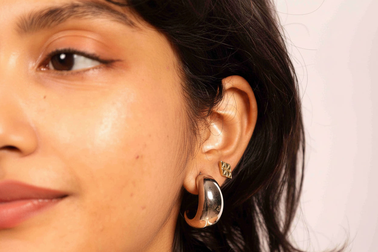 Silver Arc Hoops