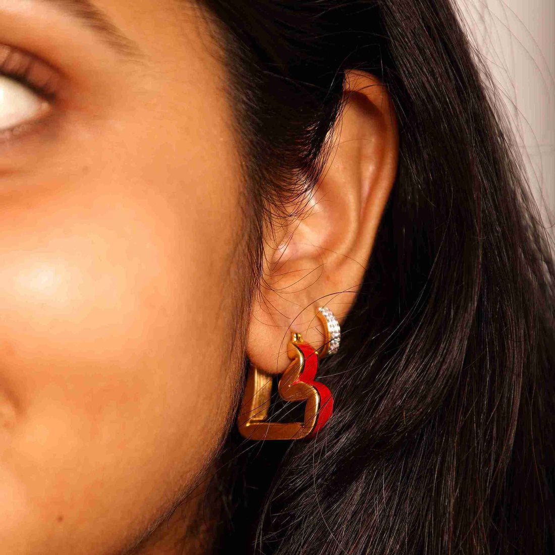 Crimson Enamel Hoops