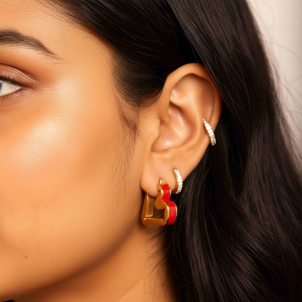 Crimson Enamel Hoops