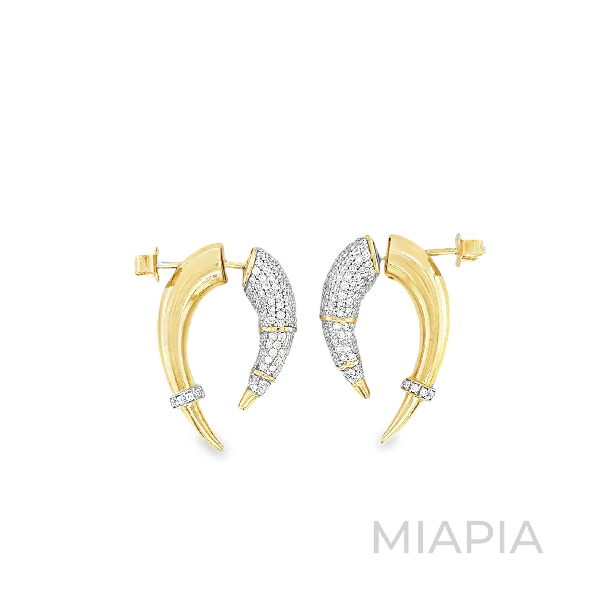 Talon Double-Sided Pave Hoops in Vermeil Gold