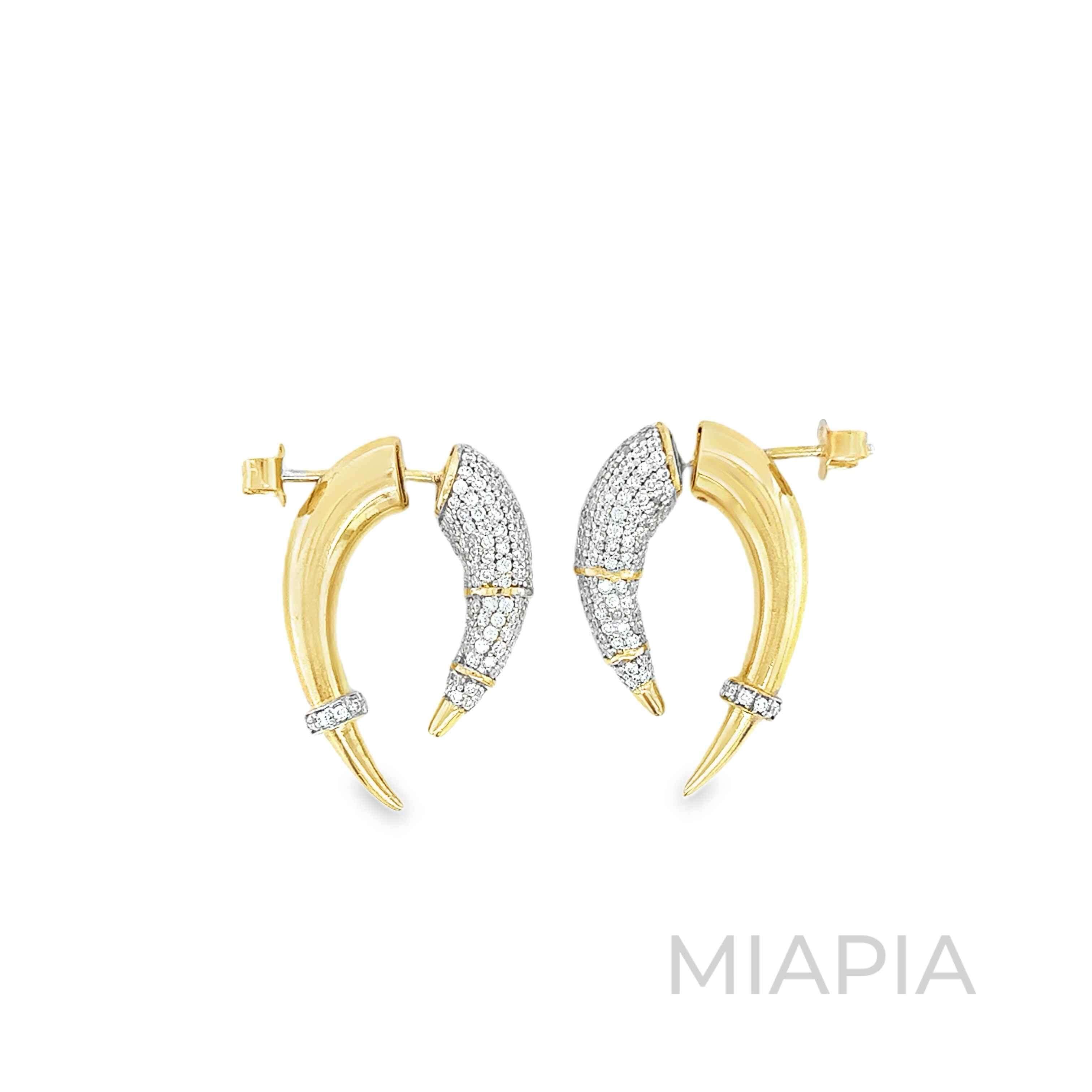 Talon Double-Sided Pave Hoops in Vermeil Gold