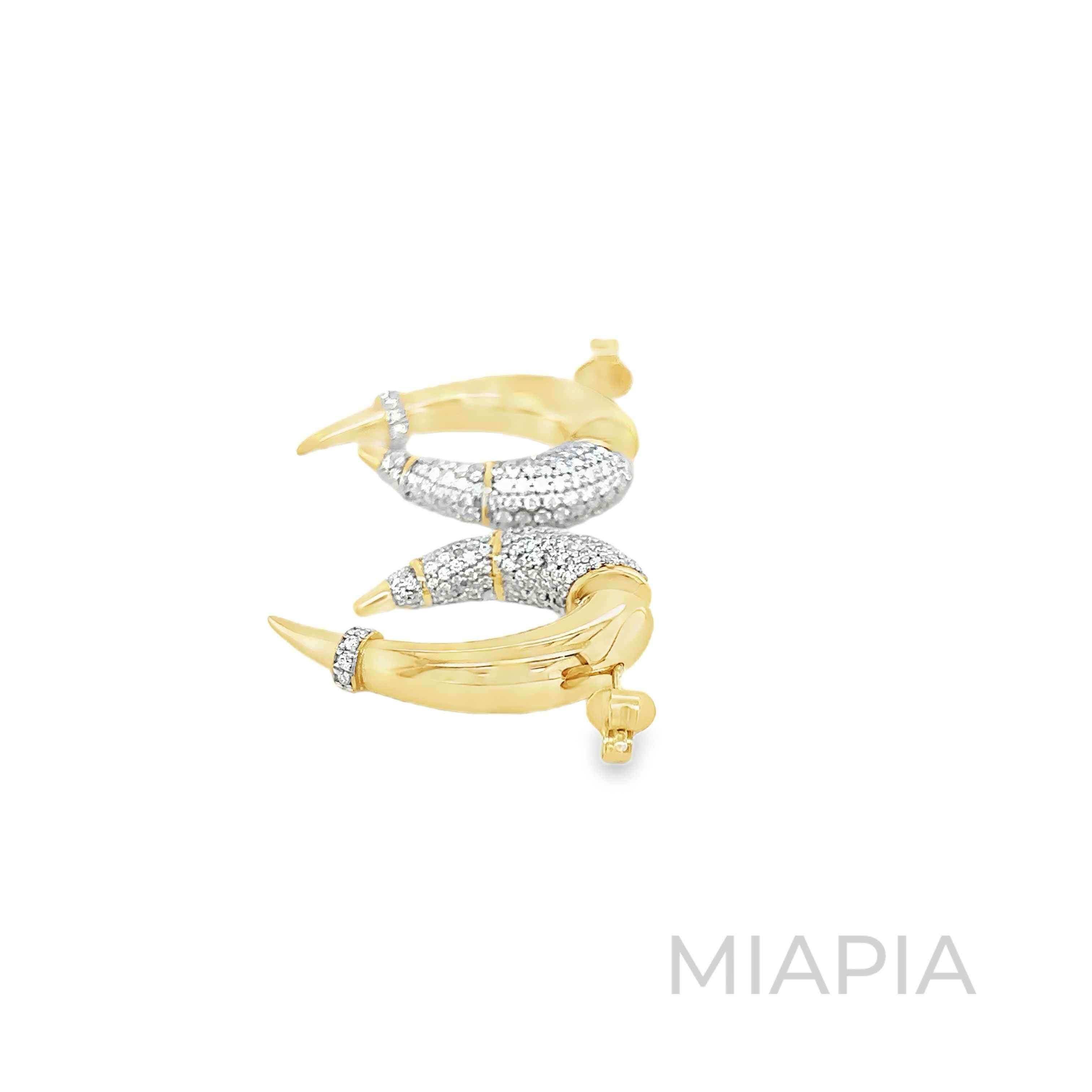 Talon Double-Sided Pave Hoops in Vermeil Gold