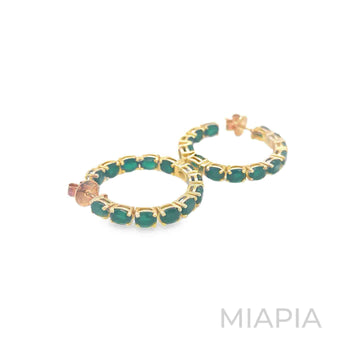 Oval Emerald Hoops