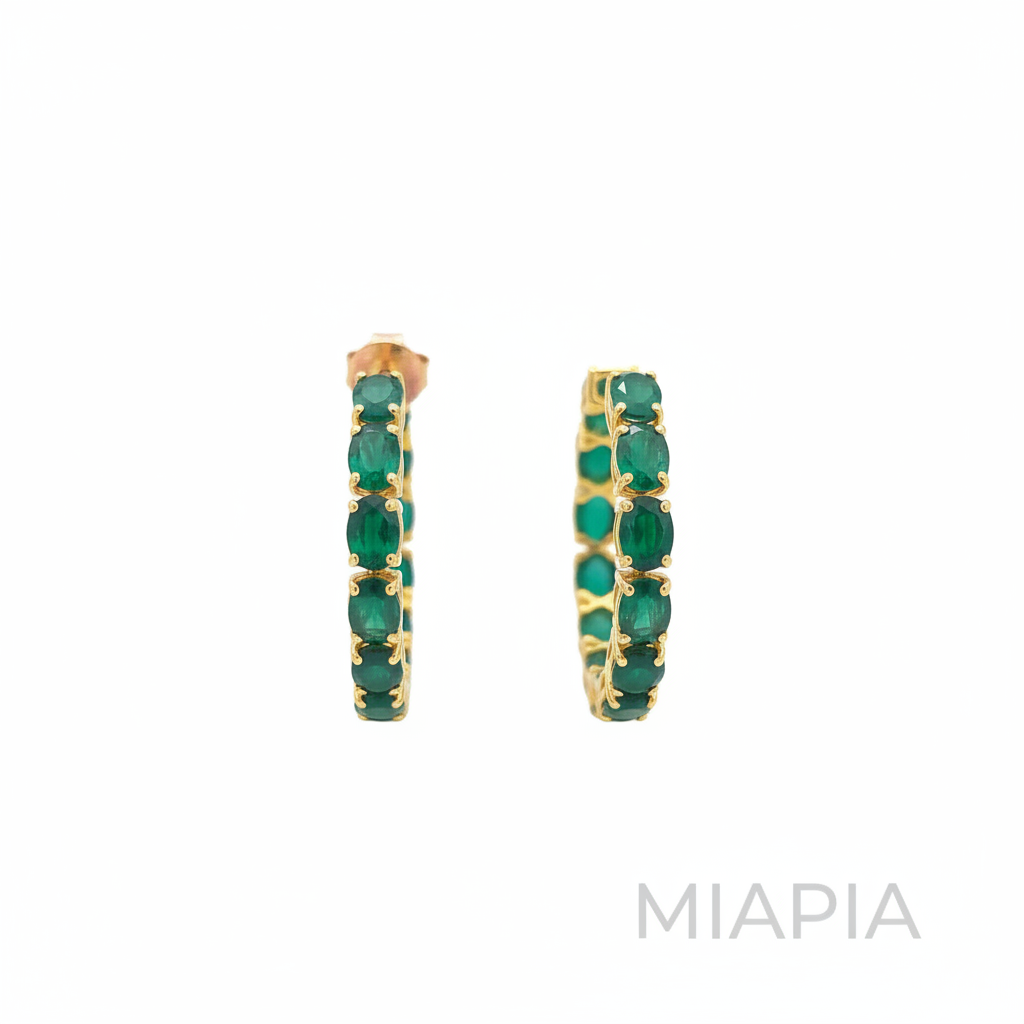 Oval Emerald Hoops