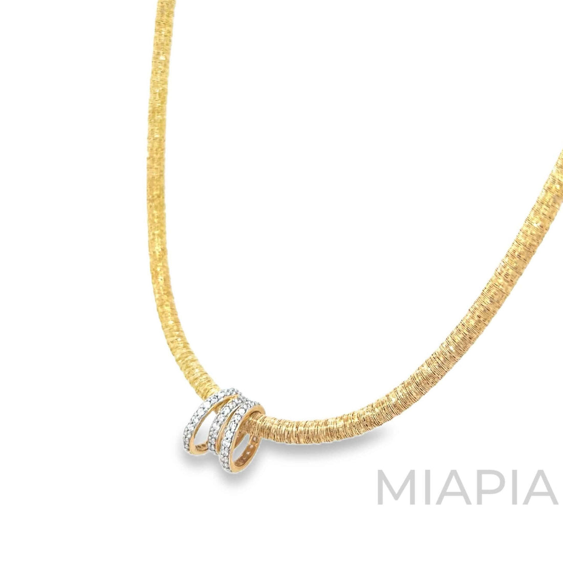 Twisted Triple Pave Moissanite Pendant on Italian Wire Chain