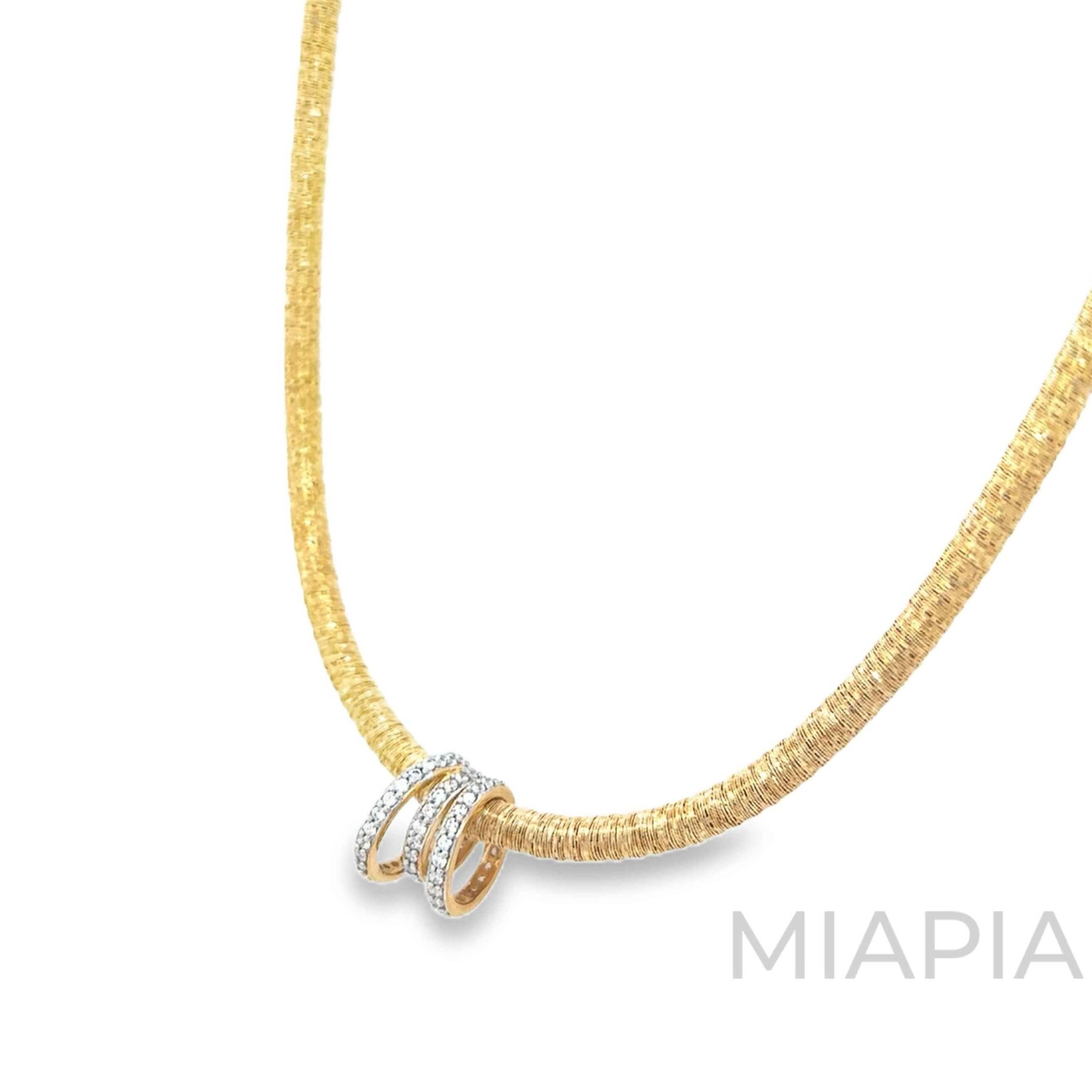 Twisted Triple Pave Moissanite Pendant on Italian Wire Chain
