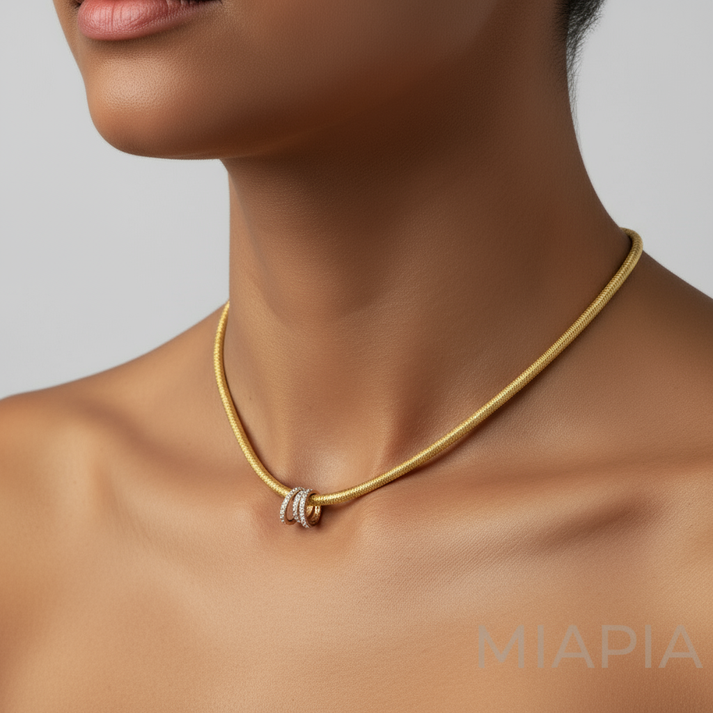 Twisted Triple Pave Moissanite Pendant on Italian Wire Chain