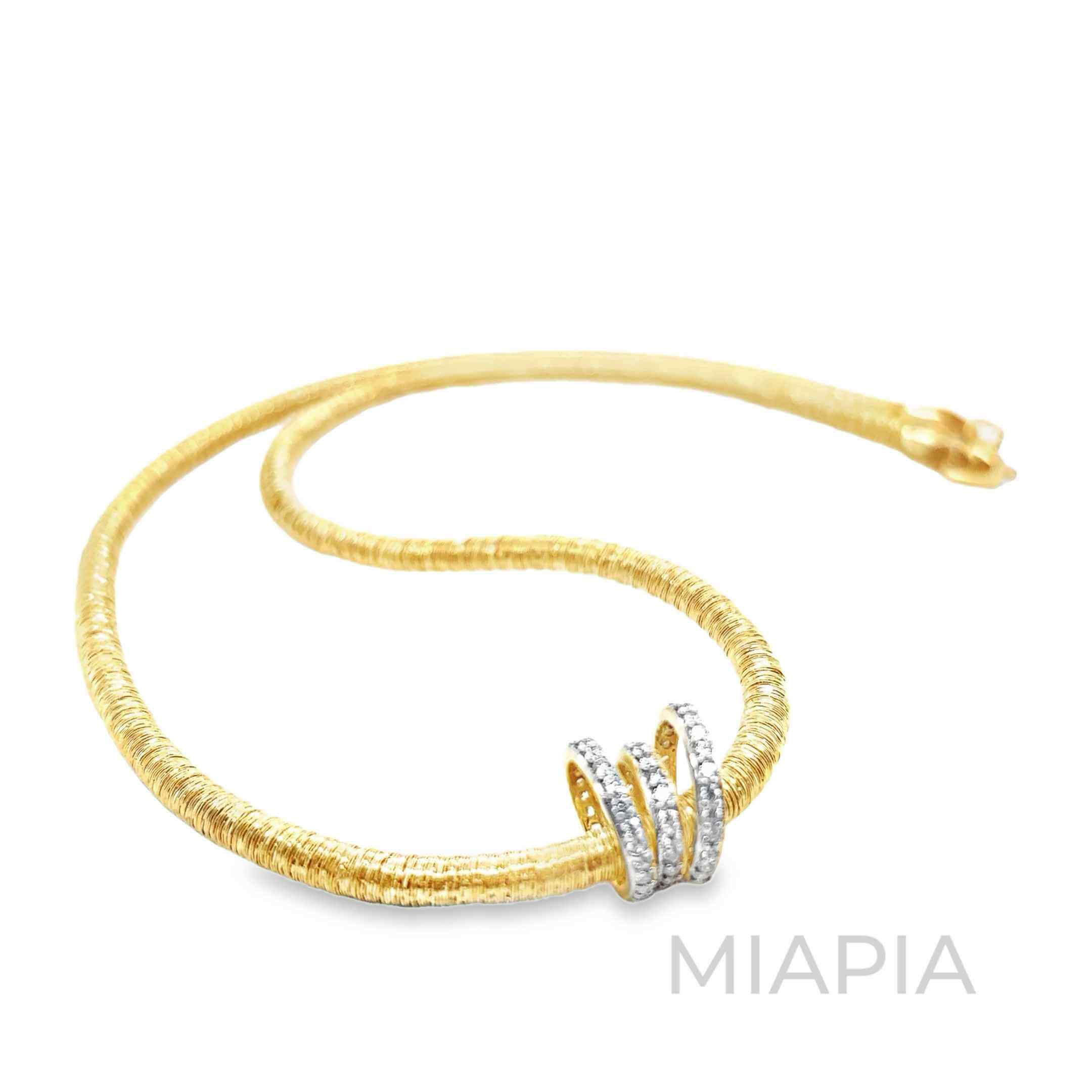 Twisted Triple Pave Moissanite Pendant on Italian Wire Chain