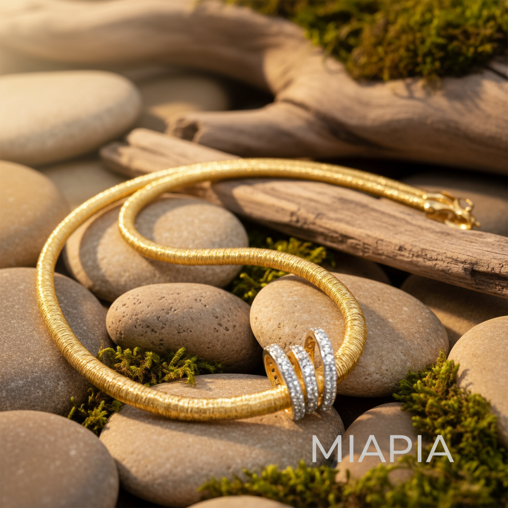 Twisted Triple Pave Moissanite Pendant on Italian Wire Chain