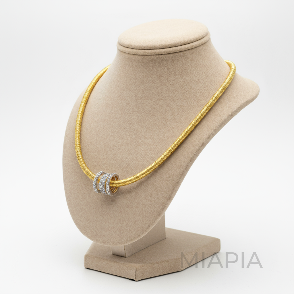 Twisted Triple Pave Moissanite Pendant on Italian Wire Chain