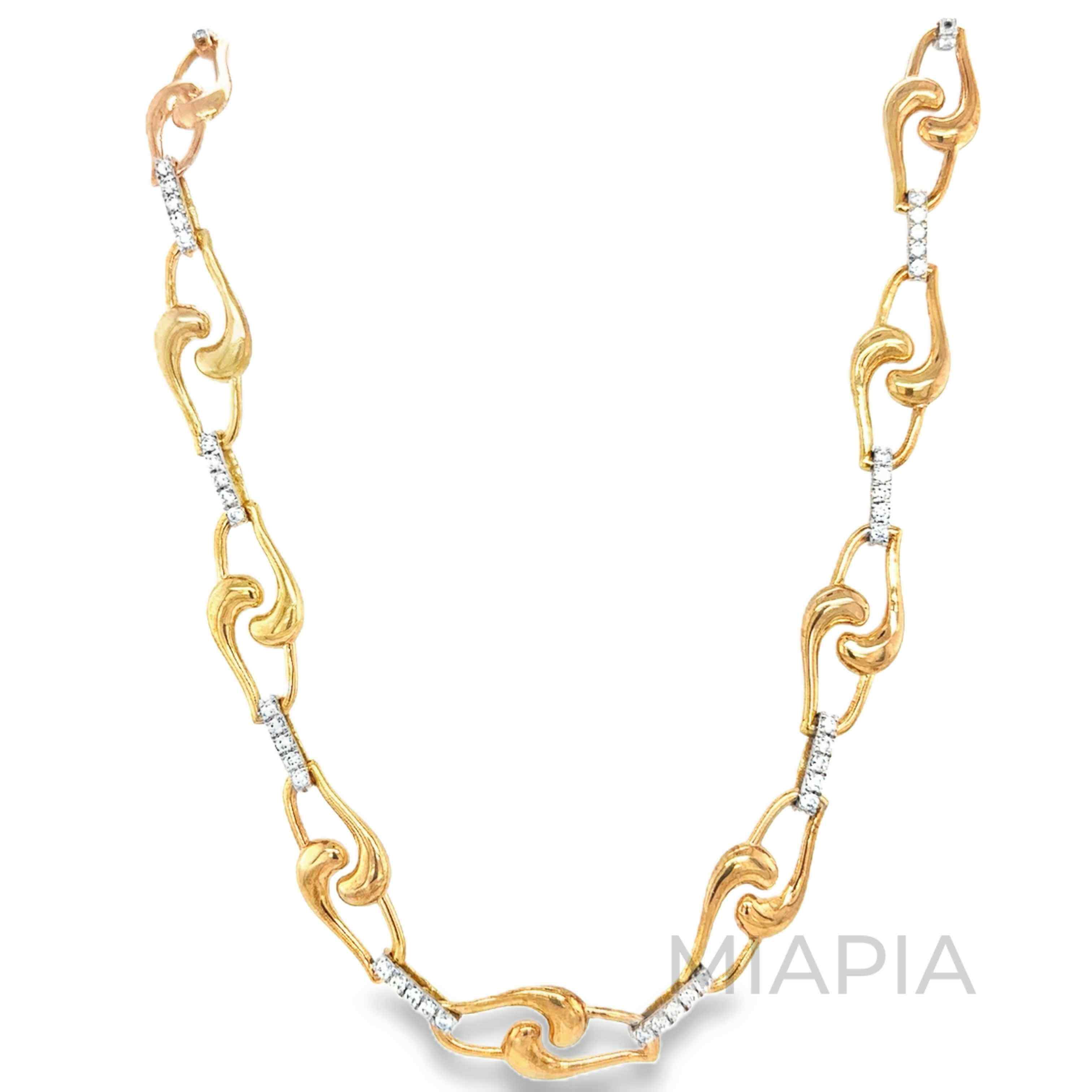 Twisted Pave Link Necklace in Vermeil Gold