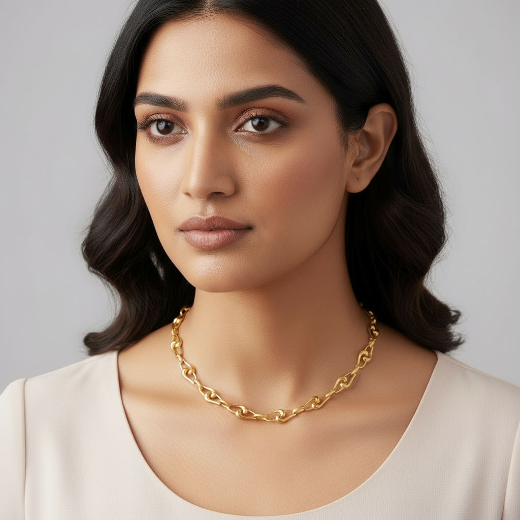 Twisted Link Necklace in Vermeil Gold