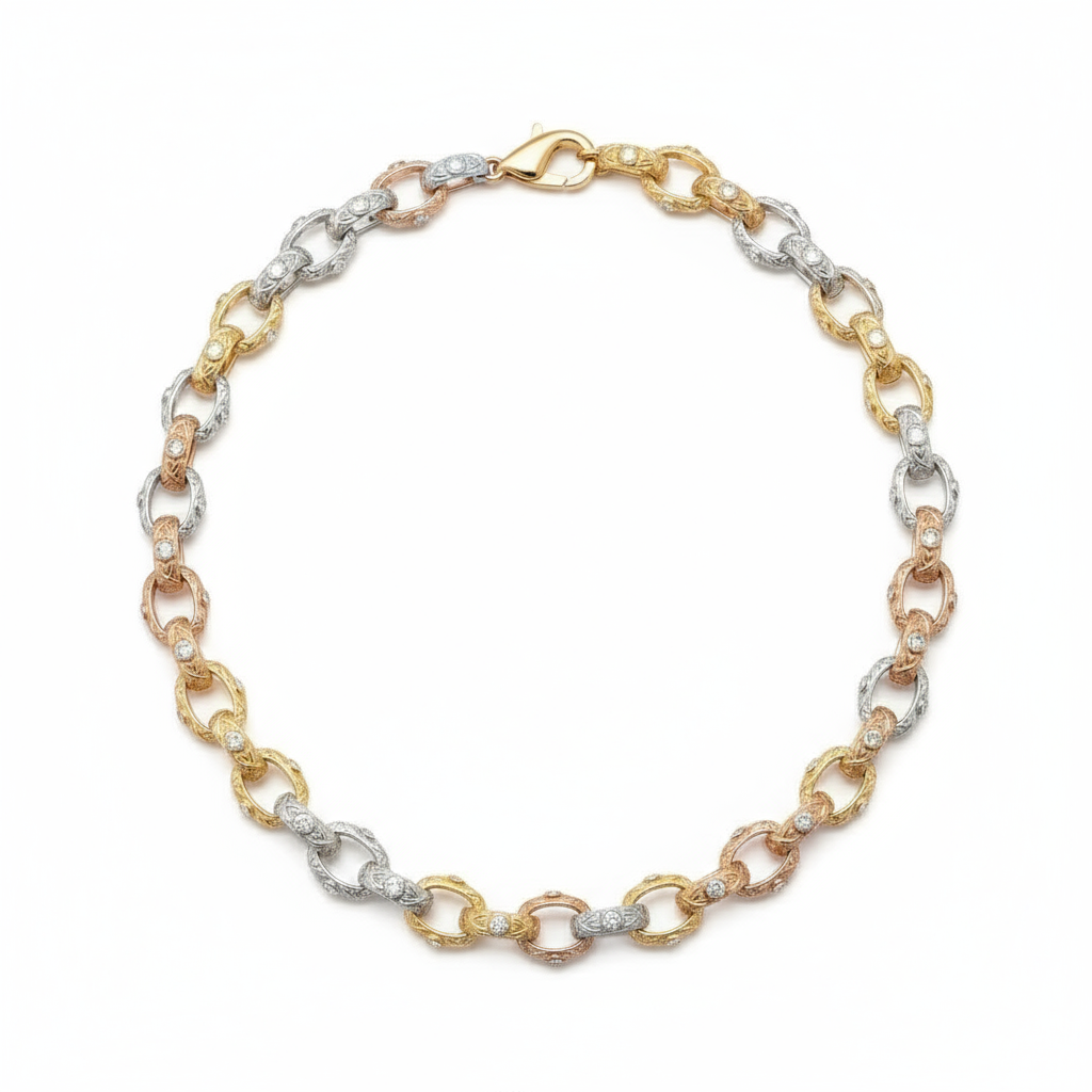 Tricolor Radiance Link Necklace