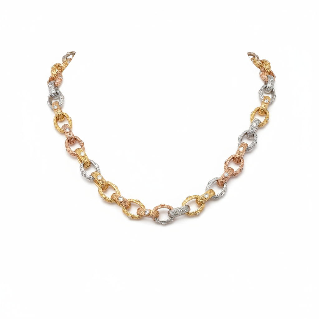 Tricolor Radiance Link Necklace