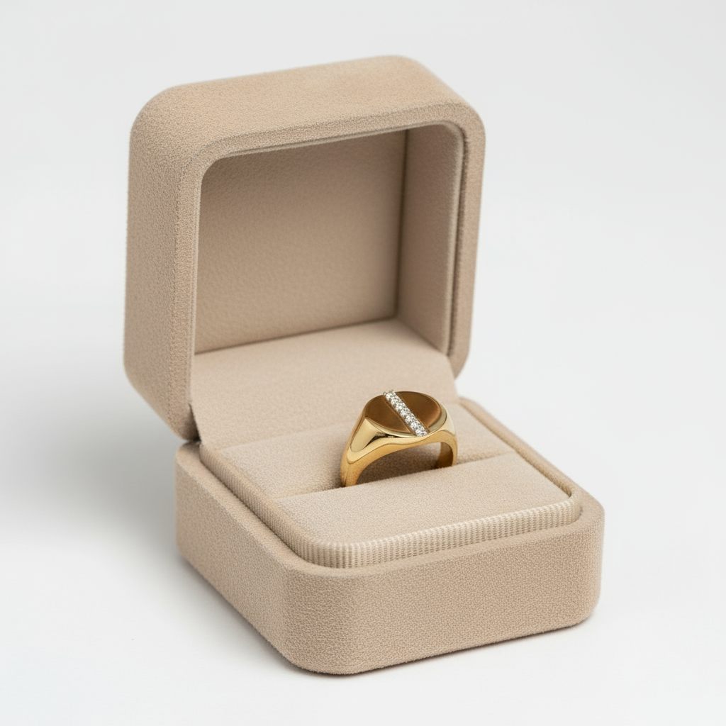 Golden Strip Signet Ring