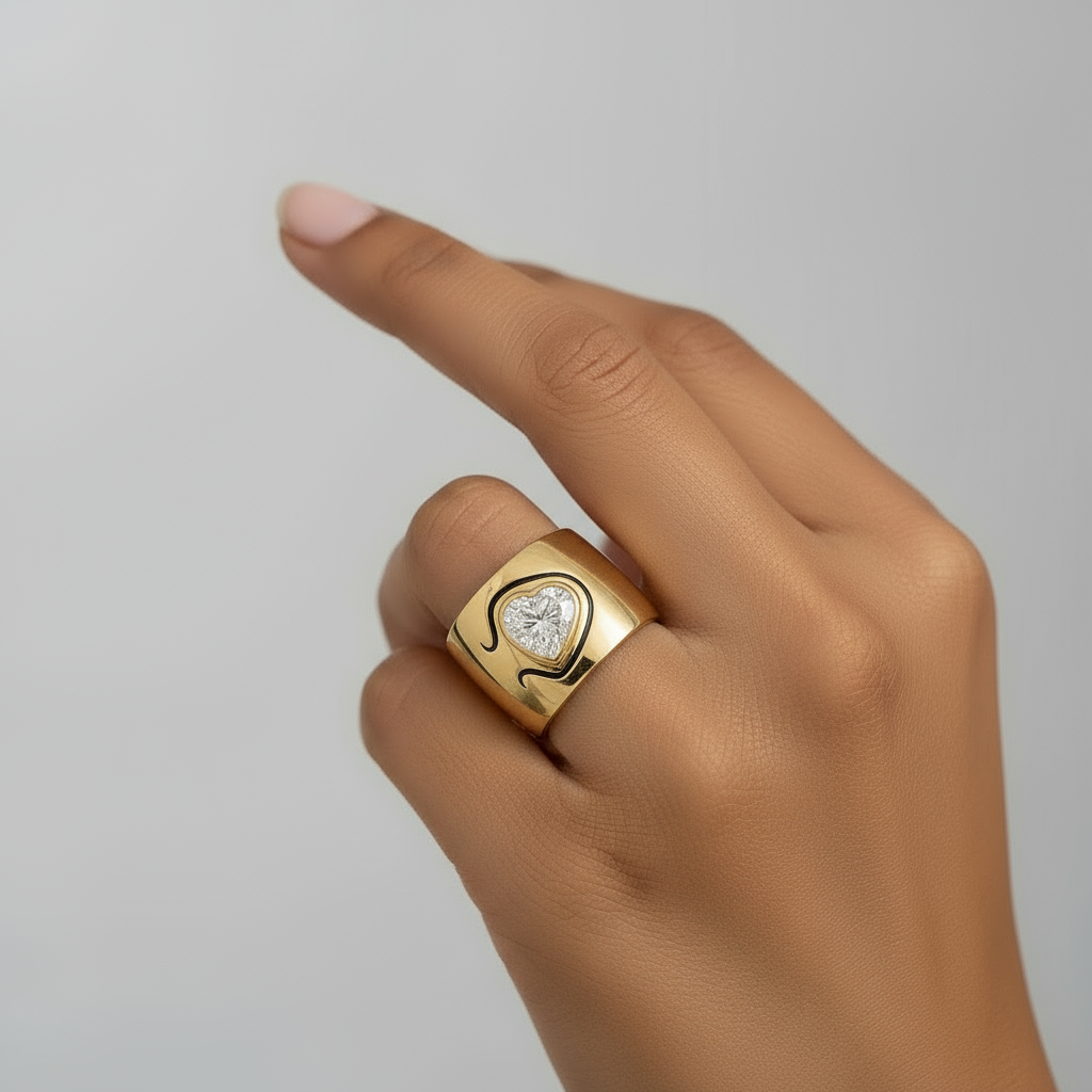 Heart of Gold Statement ring