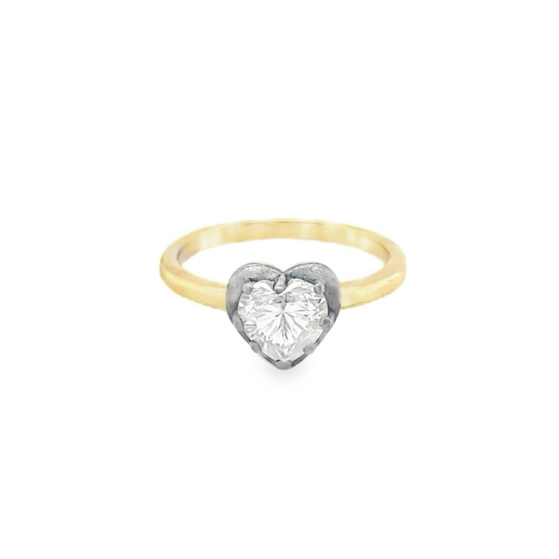 Heart Solitaire Ring with Black Rhodium Accents