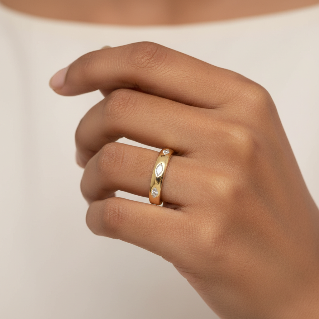 Flush Set Marquise Eternity Band