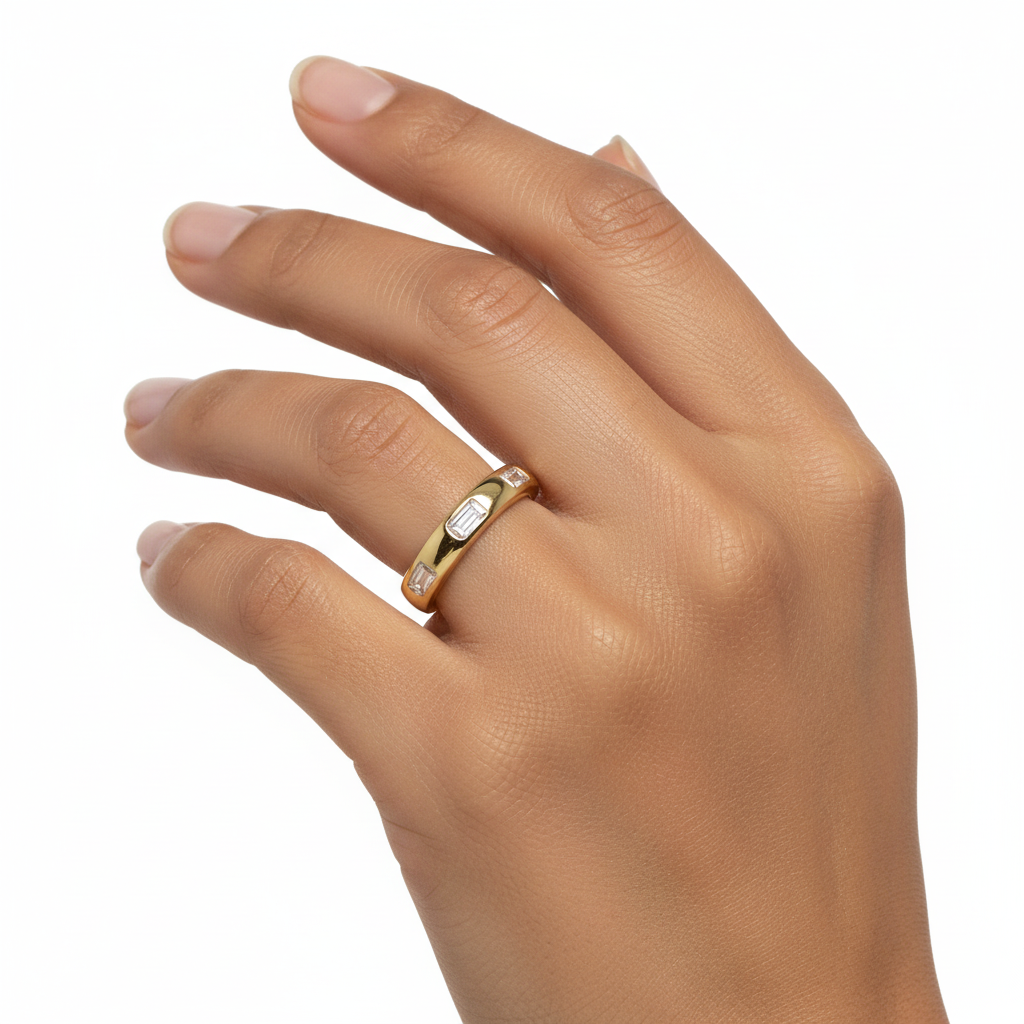 Flush Set Emerald Cut Eternity Band